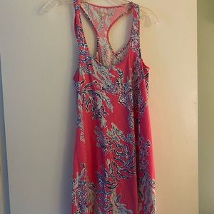 Sleeveless Coral Floral Racerback Dress